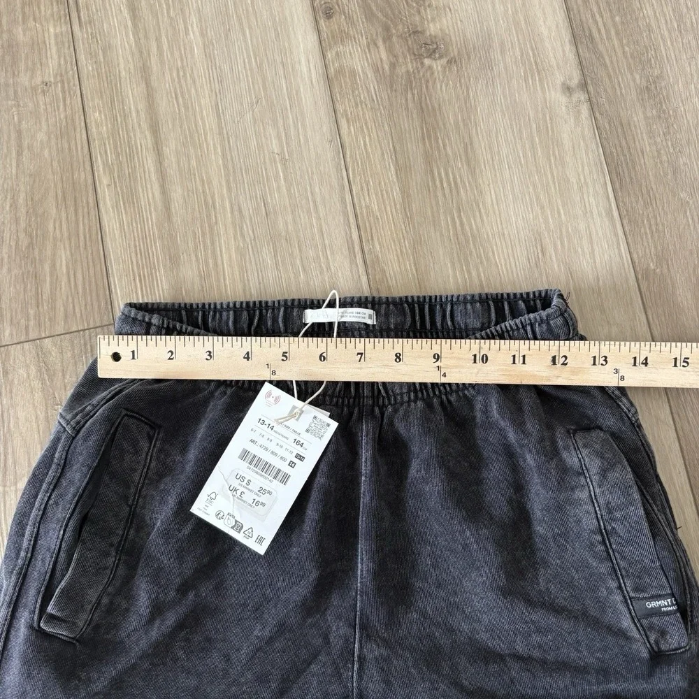 NWT‎ Zara Jogger Pants Kids 13/14 Gray Terry Cargo Pockets Elastic Waist Zip Hem